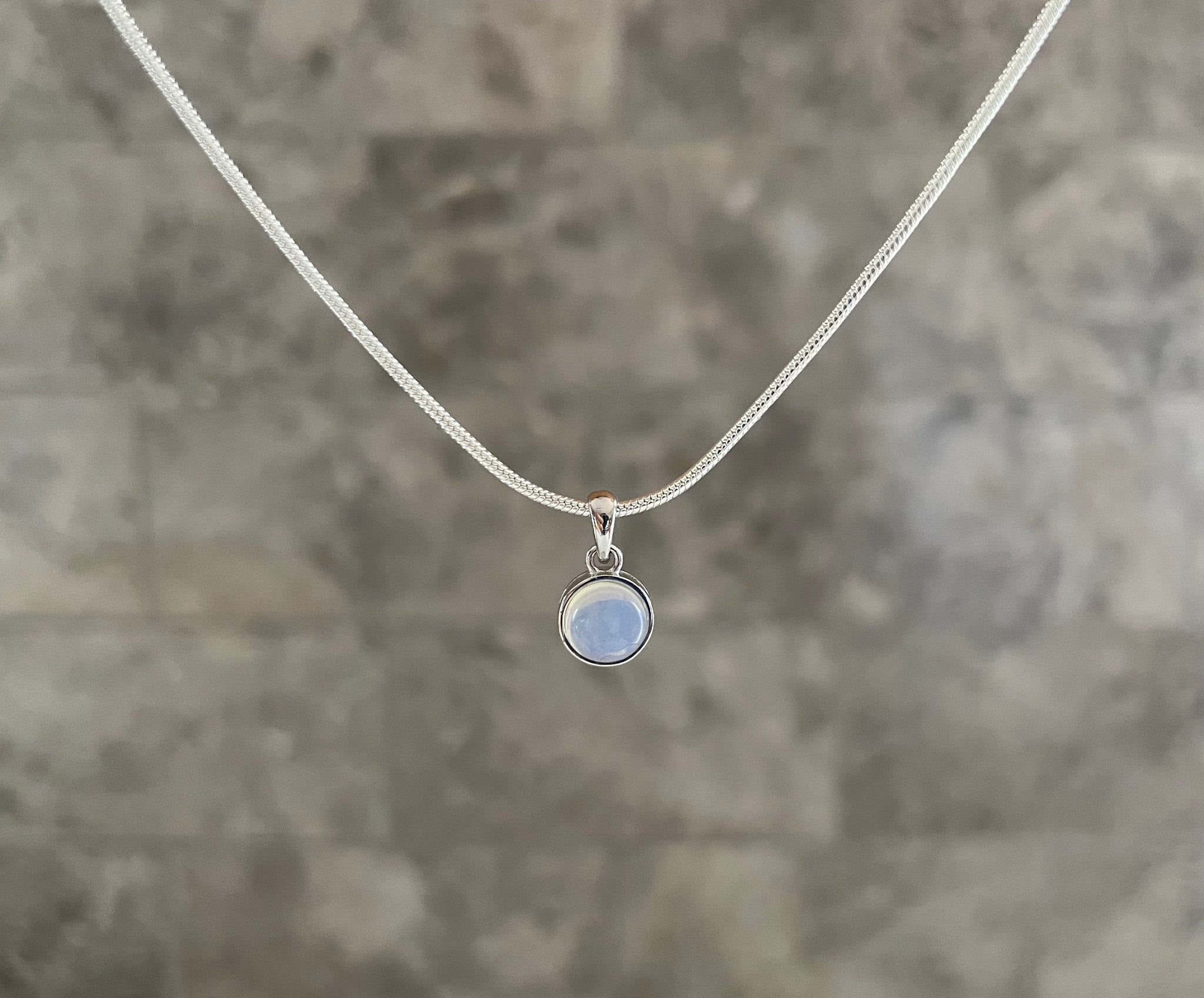 Dainty Opal Necklace, 925 Stering Silver 1mm Snake Chain. Minimalist October Birthstone