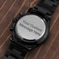 Black Stailnless Steel Cronograph Watch Personalized With Custom Engraving