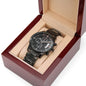 Black Stailnless Steel Cronograph Watch Personalized With Custom Engraving