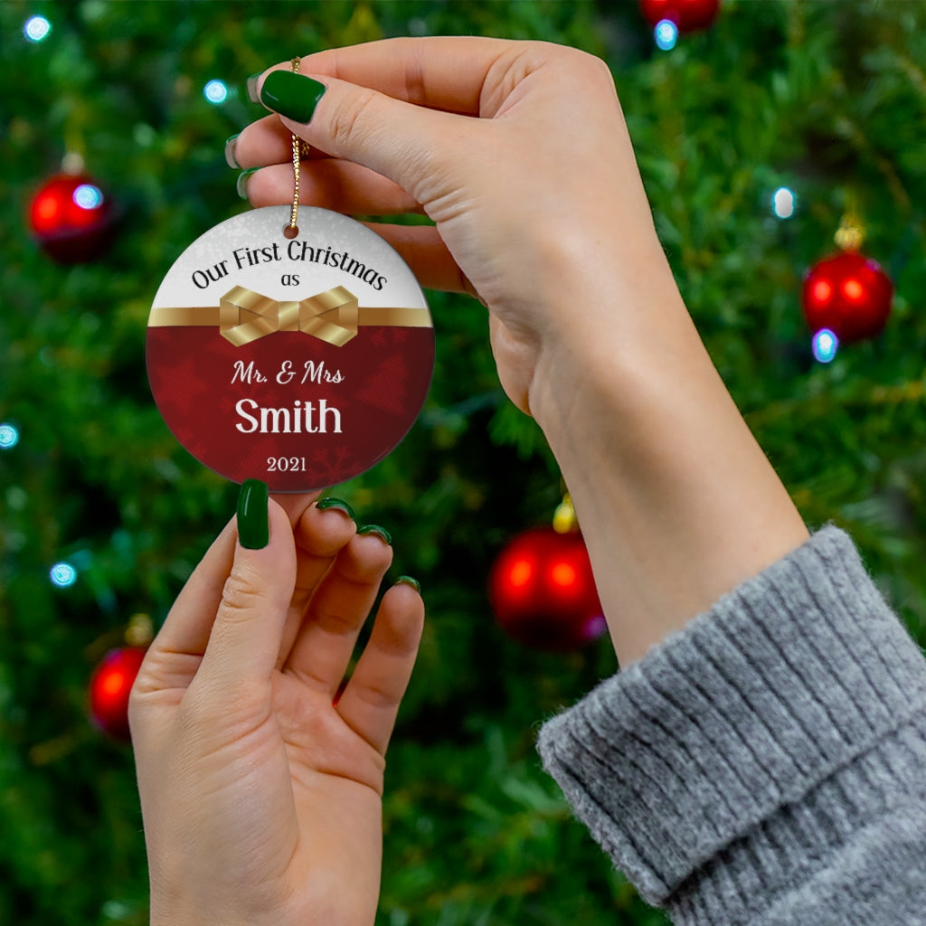 Our First Christmas As Married Personalized Christmas Ornament Bell Design