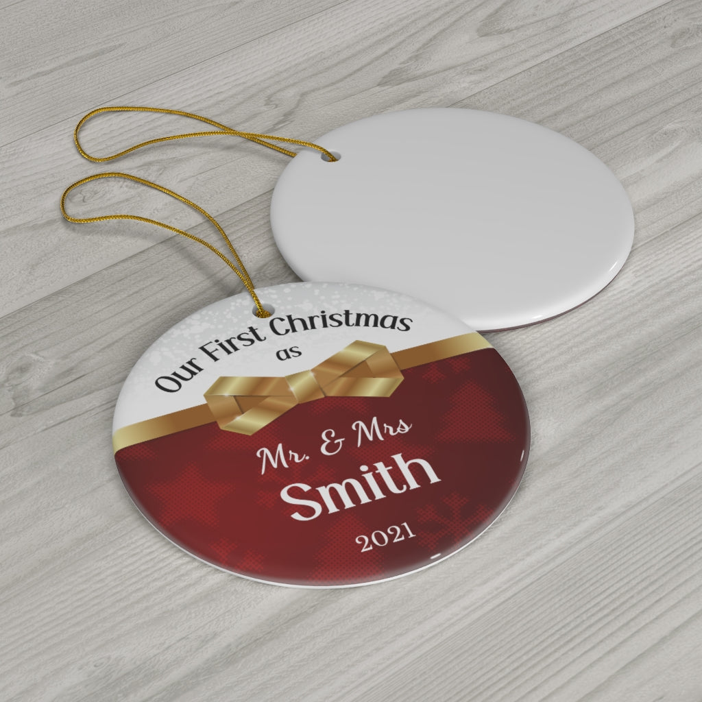 Our First Christmas As Married Personalized Christmas Ornament Bell Design