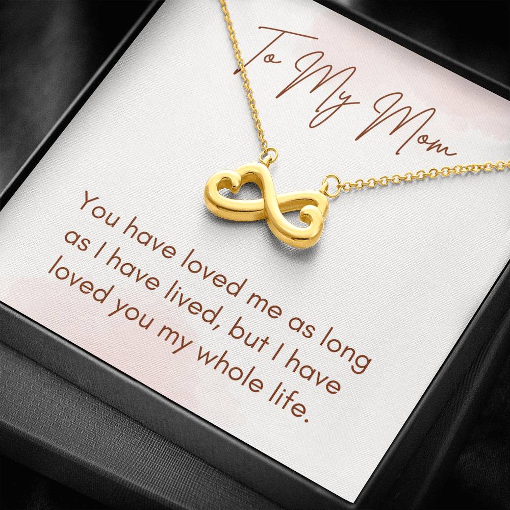Necklace for Mom Personalized Gift. Infinity Hearts White Gold Or Yellow Gold Finish
